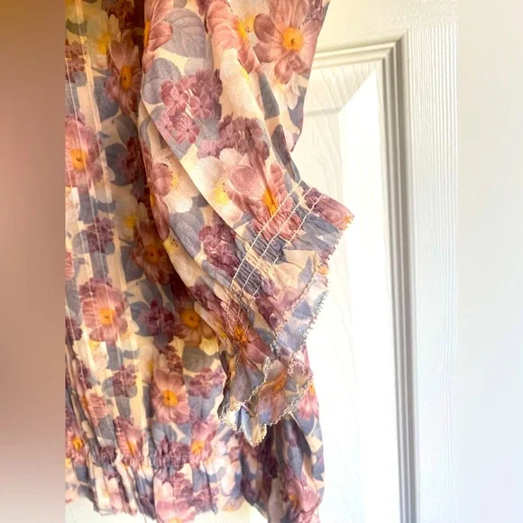 New Aritzia Wilfred Mansfield Ruffle Blouse Floral - Picture 4 of 8